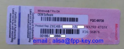 Red Win 7 Coa Label License ,win 7 pro oem coa
