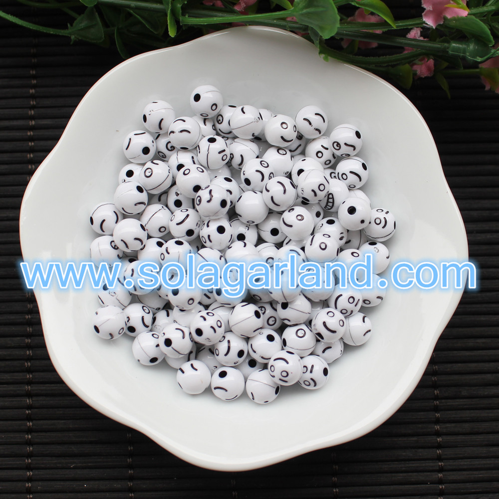 8MM Round Smilling Face Beads