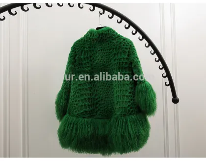 YR117 Korean Style Real Rabbit and Mongolia A Shape Sheared Fur Jacket