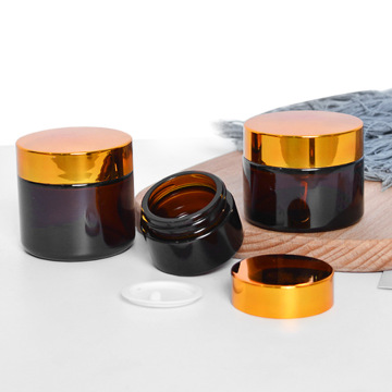 Wholesale Custom Brown Frosted Glass Cream Jars & Bottles for Cosmetic Packaging