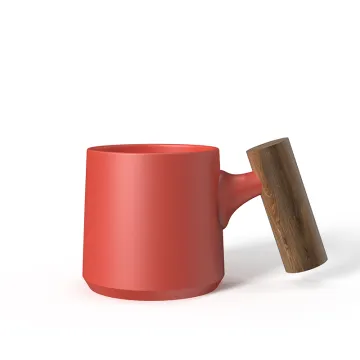 DHPO Handmade Ceramic Tea Cups - Reusable Espresso Coffee Mugs with Wooden Handles