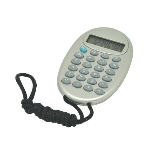 8 Digits Oval Pocket Calculator with Lanyard