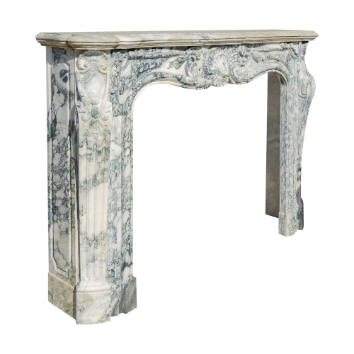 Customizable Indoor Marble Fireplace Mantel with Green Veins