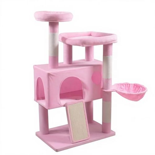 Cat Scratcher Board Tower Wooden Indoor Cat Tree Multi-Level Climbing House Rest Platform Large Cats Durable Eco-Friendly Carton