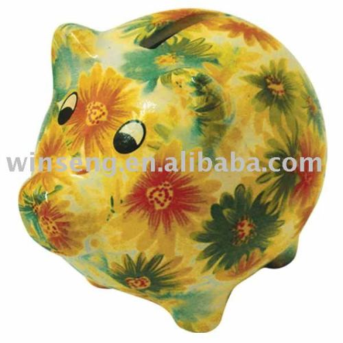 new design ceramic yellow pig piggy bank