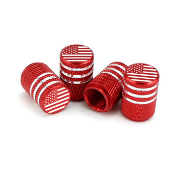 Red Color Corrosion-Resistant Tire Valve Stem Cap with Flag Design - Perfect Fit for Car Motor