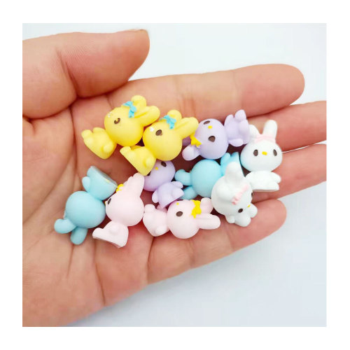 100Pcs/Set Cute Rabbit Bunny Miniatures Ornaments Creative Lovely Rabbit Figurines Cartoon Animal Slime Charms Garden Decoration