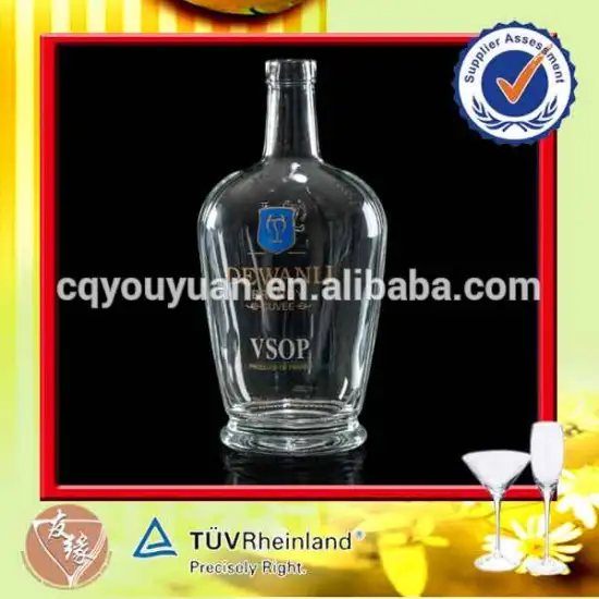 special shaped 70cl tequila brandy packaging cork stopper China factory custom cognac bottle
