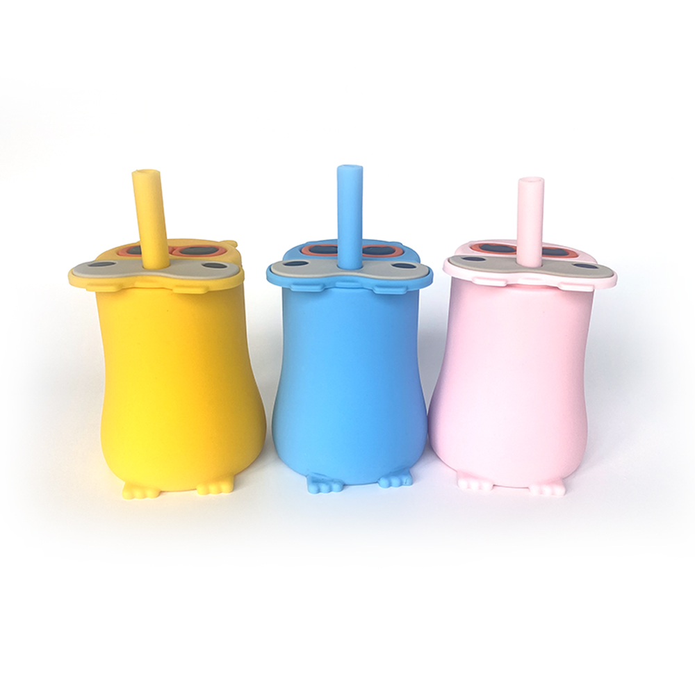 Silicone Hippo Baby Sippy Training Cups
