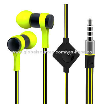 High-quality Flat Cable Metal Earphones for iPhone, with 20Hz-20kHz Frequency Range