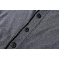 Men's Knitted Buttoned Contrast Placket Cardigan Hoodie