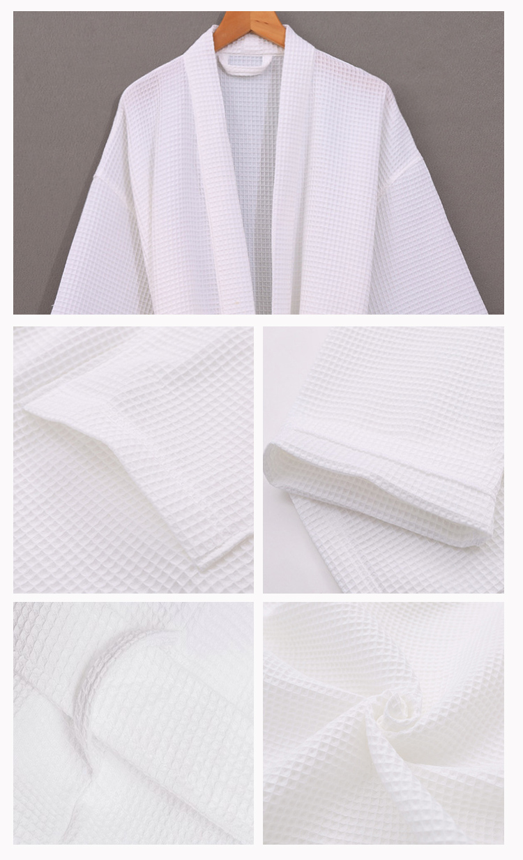 white hotel waffle bath robe
