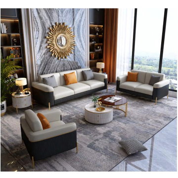 Bộ sofa da đơn giản bền và phong cách cho phòng khách, văn phòng và quán cà phê