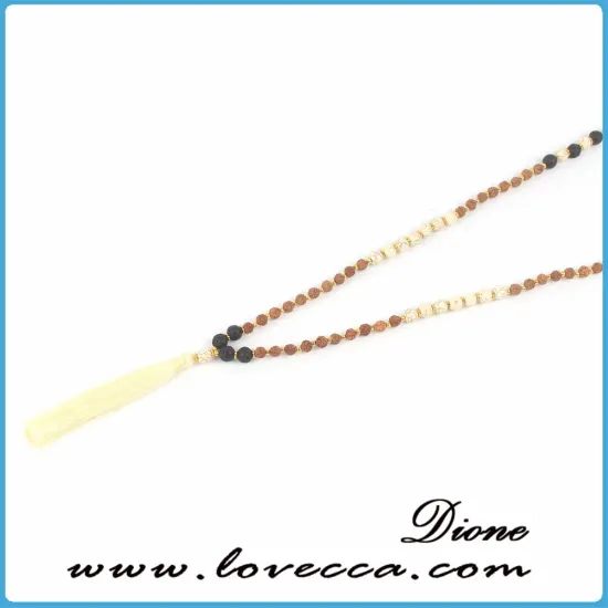 Bohemian style women Natural Imperial Stone beaded tassels necklace