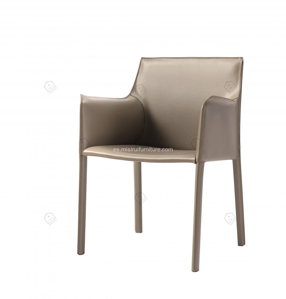 Sillas de comedor de cabina de cuero de silla de montar gris