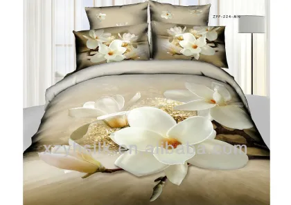 100% Cotton 3D flower printed bedding set--R&S0010
