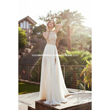 2015 High Neck Chiffon High Split Beach Wedding Dress Yao34