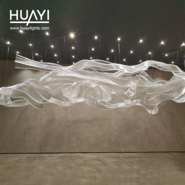 Customized Decorative Ribbon Design Luxury Glass Crystal Chandelier Pendant Lights