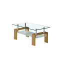 Mesa de café de doble vidrio rectangular moderno