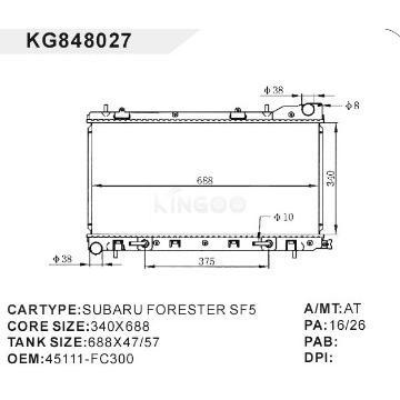 auto radiator car:SUBARU FORESTER SF5 OEM:45111-FC300
