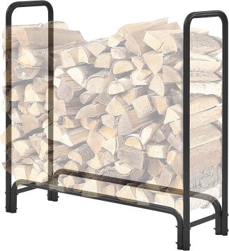Easy-to-Assemble Outdoor Log Rack: Heavy Duty, Black, and Perfect for Wood or Firewood Storage
