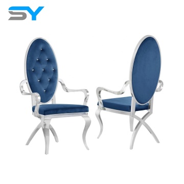 SIYANG Luxury Silver Stainless Steel Arm Dining Chairs for Home and Hotels