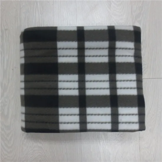Custom cheap printed soft buffalo warm plaid polar fleece throw blanket in vogue with logo