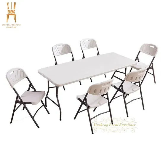 Portable Folding White Rectangular Plastic Outdoor Furniture Table