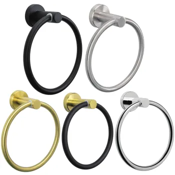 Modern Stainless Steel Wall Mount Bathroom Towel Ring with Brushed Finish