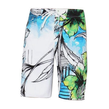 Printed Men's Beach Wears in Fashionable Design, Made of Polyester Peach Skin, OEM Orders Welcome