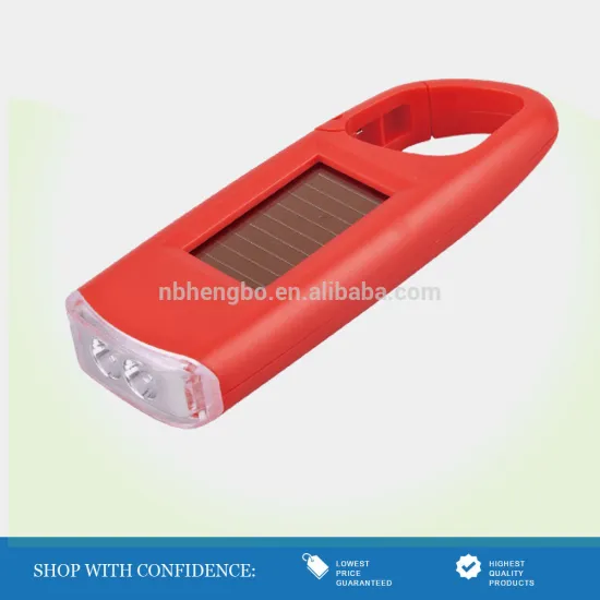 RED PLASTIC SOLAR 2 LED CARABINER LIGHT SOLAR KEYCHAINS