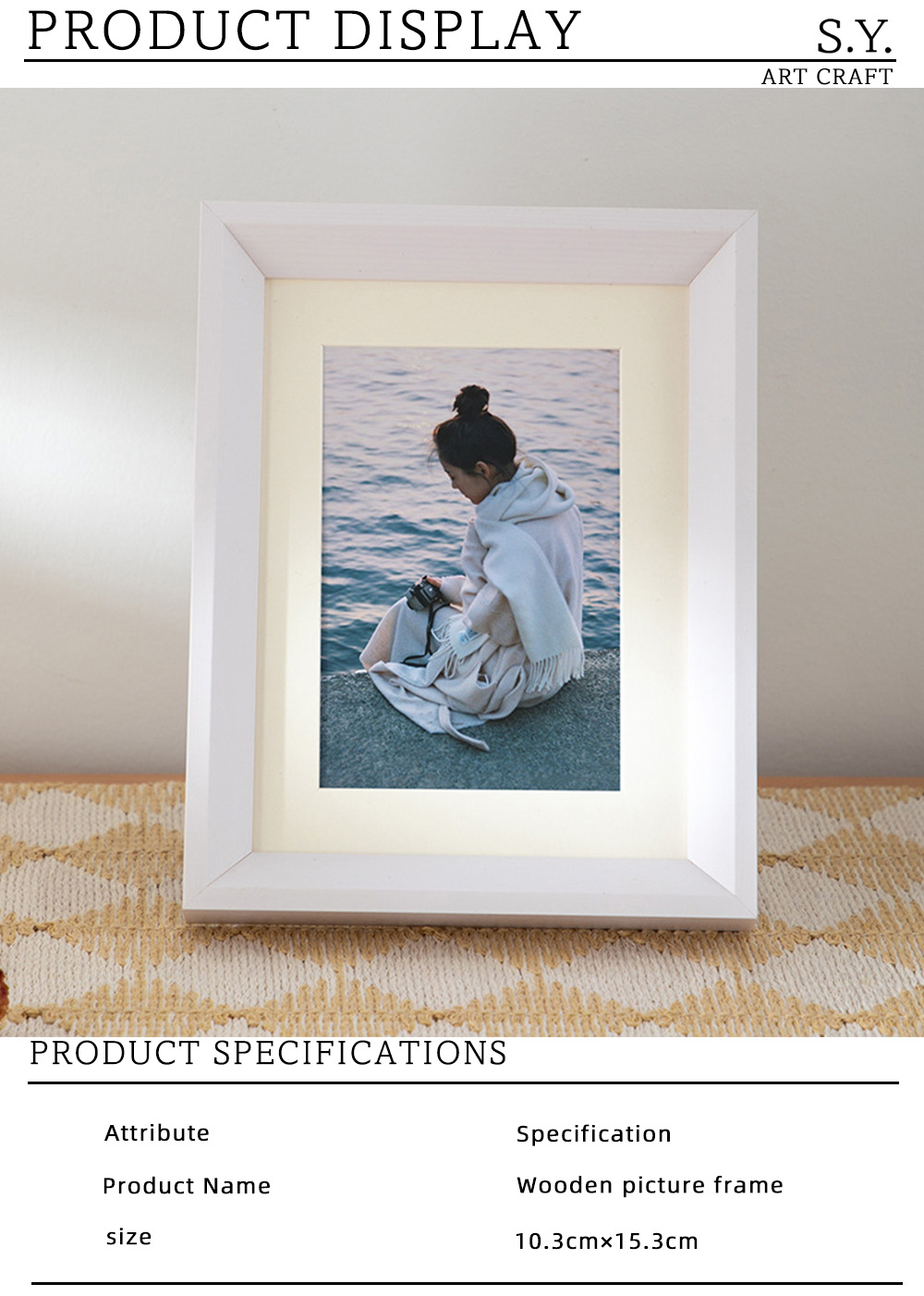 Classic White Wooden Frame for Portrait Photos X