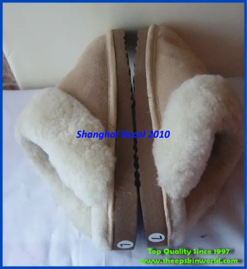 sheepskin plush indoor flip flop slipper