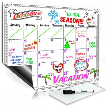 Refrigerator Custom Dry Erase Magnetic Calendar  Planner