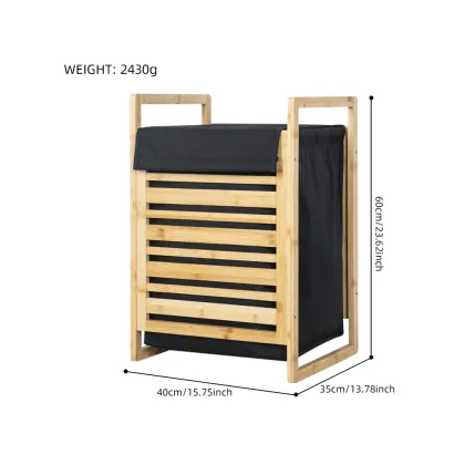 Bamboo Black Straight-Edge Laundry Basket