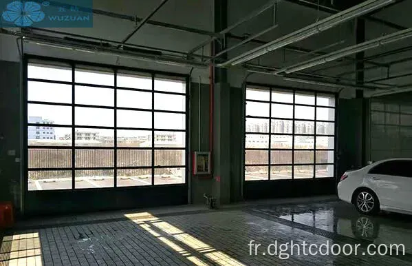 Porte de garage en verre tempéré en aluminium automatique