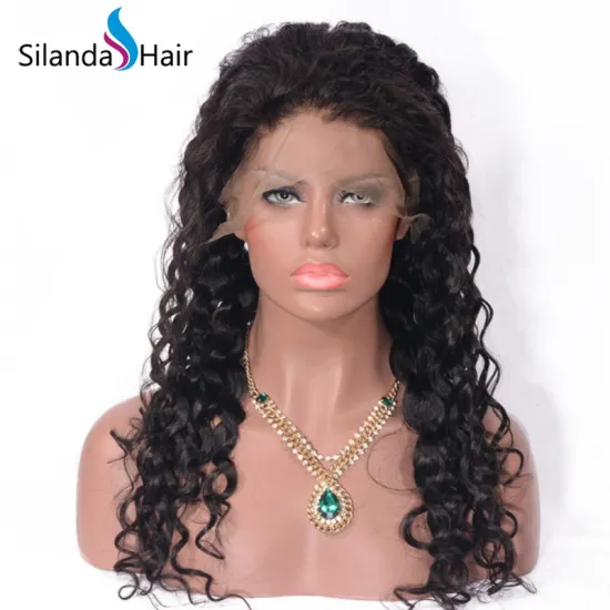 Deep Curly Remy Brazilian Human Hair #1B Handmade Full Lace Wigs