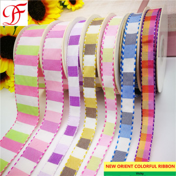 Wholesale Factory Customized Printed Vichy/Check/Gingham Satin, Grosgrain, Organza Ribbon with 6mm~75mm for Bows/Decoration/Xmas/Garments