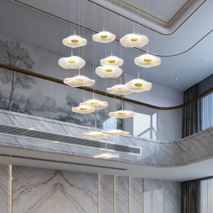 Exquisite Lotus Leaf Duplex Building Pendant Light