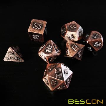 Bescon Kupfer-Erz Lode Solid Metal Würfel Set, Rohmetall Polyeder D &amp; D RPG 7-Würfel Set