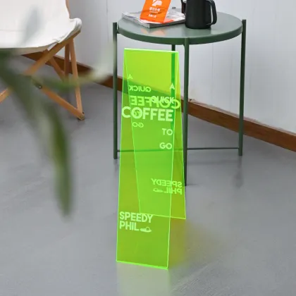 Chartreuse Acrylic A-Type Floor Standing Reminder Signs for Stores