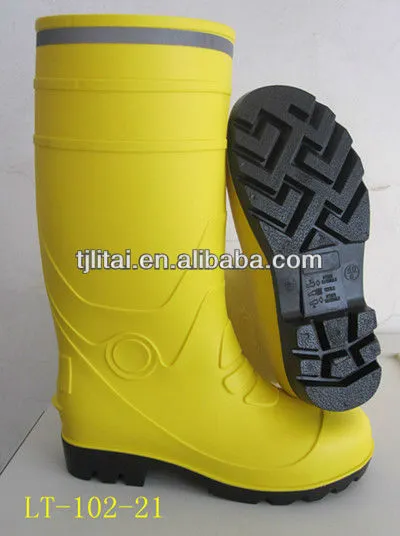 Safety PVC yellow rain boots men,2015 HOT rain safety work shoes boots PVC boots