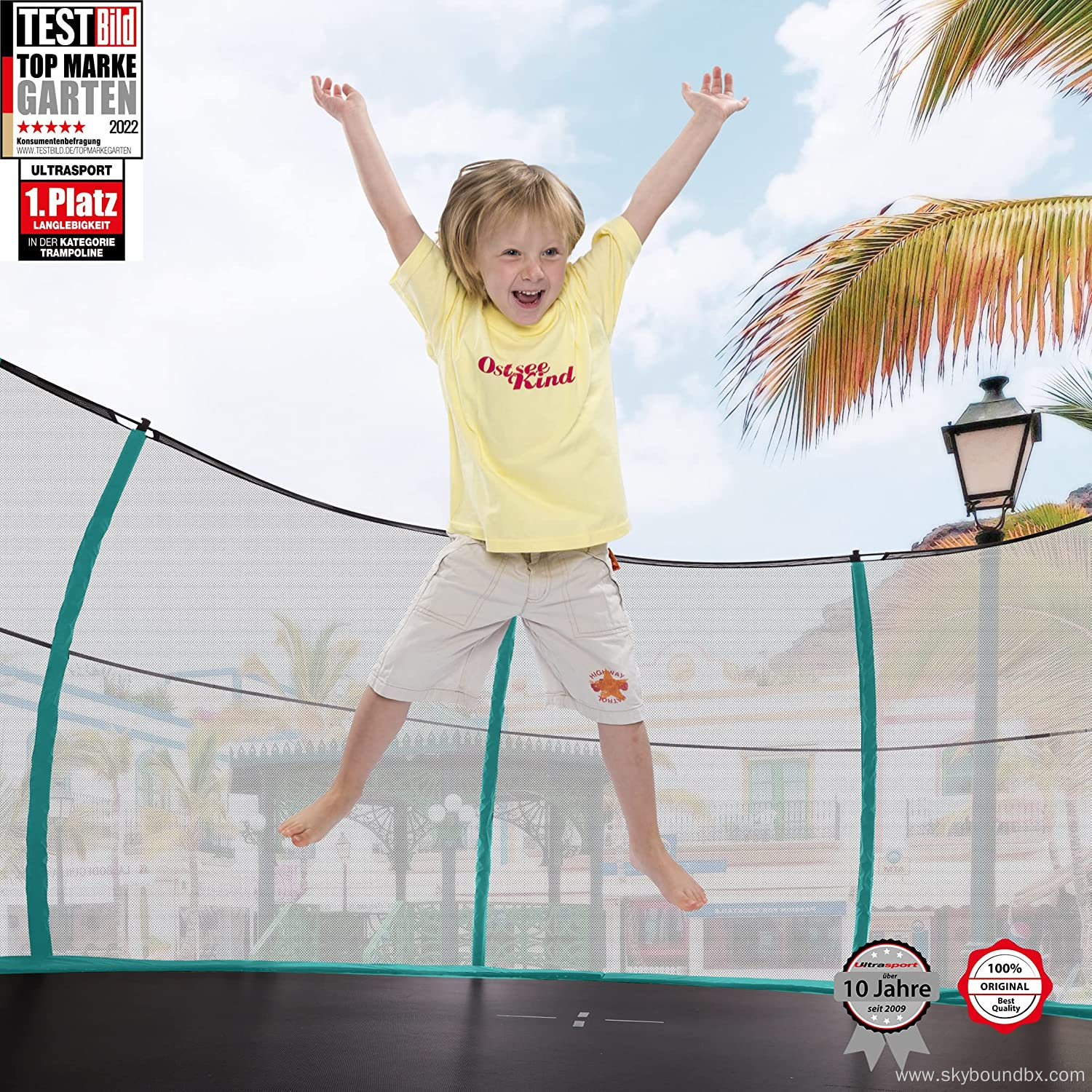 Outdoor 10/12/14/16FT Round Safety Net Trampoline for Kids