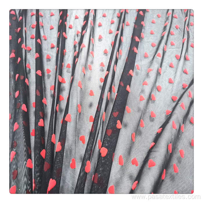 Factory price Heart-shaped pattern sanded flocked fabric