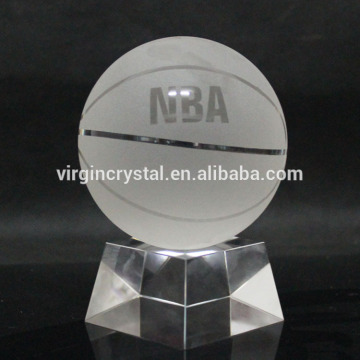 Sandblast Crystal Football Trophy With Crystal Base For Birthday Gift