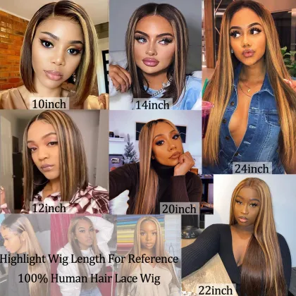 Wholesale 13x4 13x6 Highlight Brown Color Transparent Lace Front Human Hair Wig Brazilian Honey Brown Highlight Human Hair Wigs