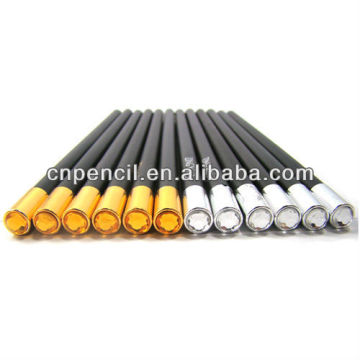7\'\' round black wooden HB pencil with metal cap / black basswood drawing pencil .