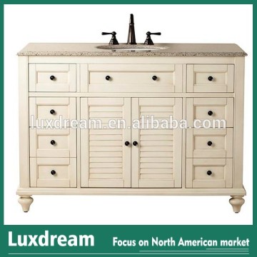 Floor mounted classical hotel bathroom vanity base cabinet