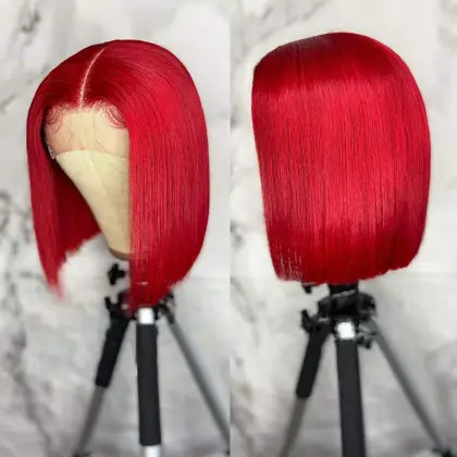 Wholesale Human Hair Colorful Bob Wig For Women,Pre Plucked Mink Brazilian Hair Bob Wigs,Red Orange Pink Purple Cut Bob Wigs