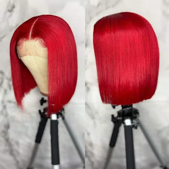 Wholesale Human Hair Colorful Bob Wig For Women,Pre Plucked Mink Brazilian Hair Bob Wigs,Red Orange Pink Purple Cut Bob Wigs